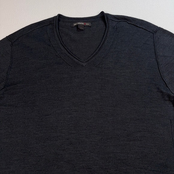 John Varvatos Star USA Lightweight V-Neck Sweater Men L Gray Merino Wool Blend - Picture 4 of 15